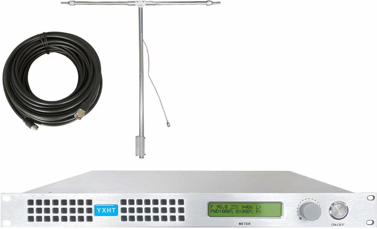 150W Long Range FM Broadcast Transmitter with Antenna Cable Z8271