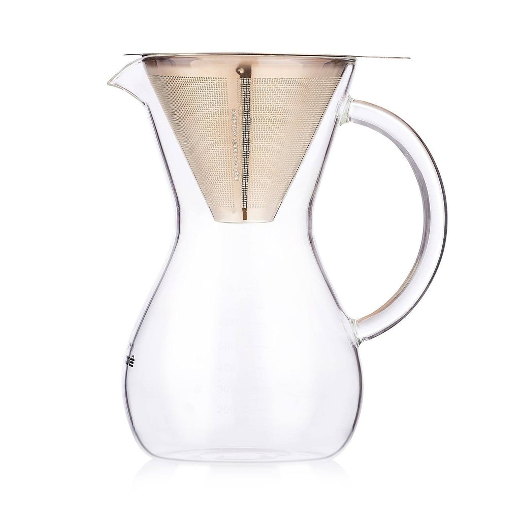 Pour Over Coffee Maker with Stainless Steel Mesh Filter, 27 Ounce, Borosilicate Glass N786