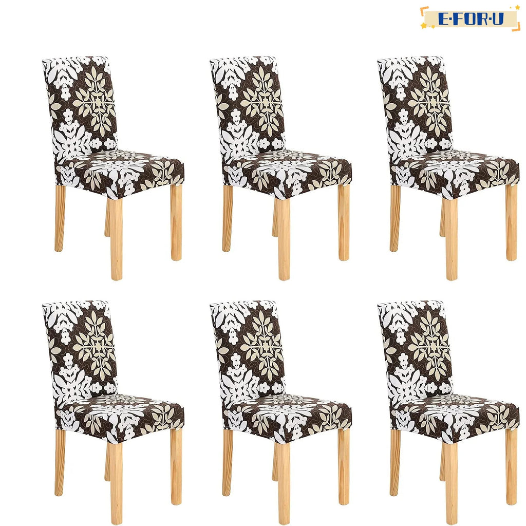 Set of 6 Stretch Spandex Dining Chair Covers C6053
