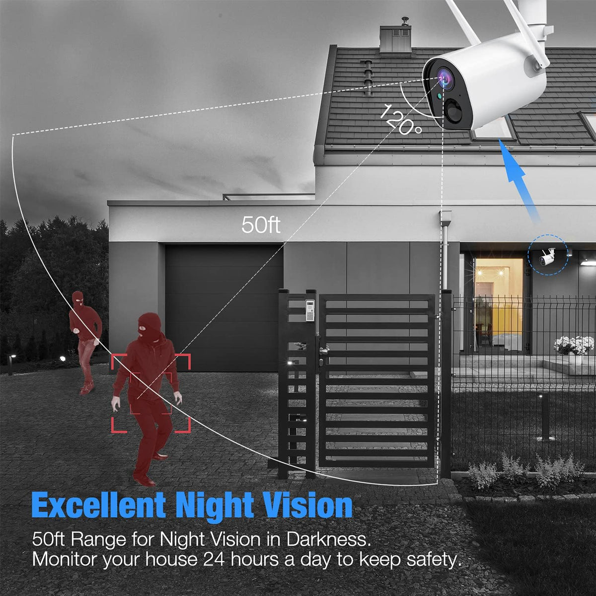 1080P Wireless Solar Security Camera with Night Vision J763698