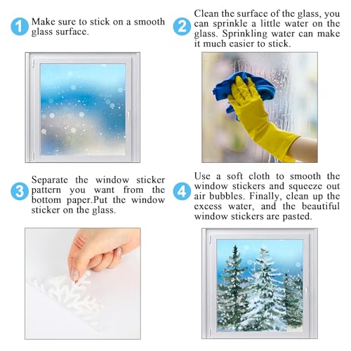 9 Sheet Christmas Window Clings Snowy Forest Trees Double-Sided Reusable Winter Window Decals Y922759