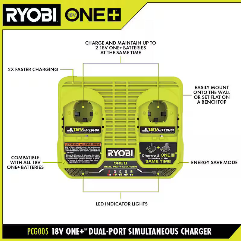 18V 4.0 Ah and 2.0 Ah Batteries and Dual-Port Charger Starter Kit J4745