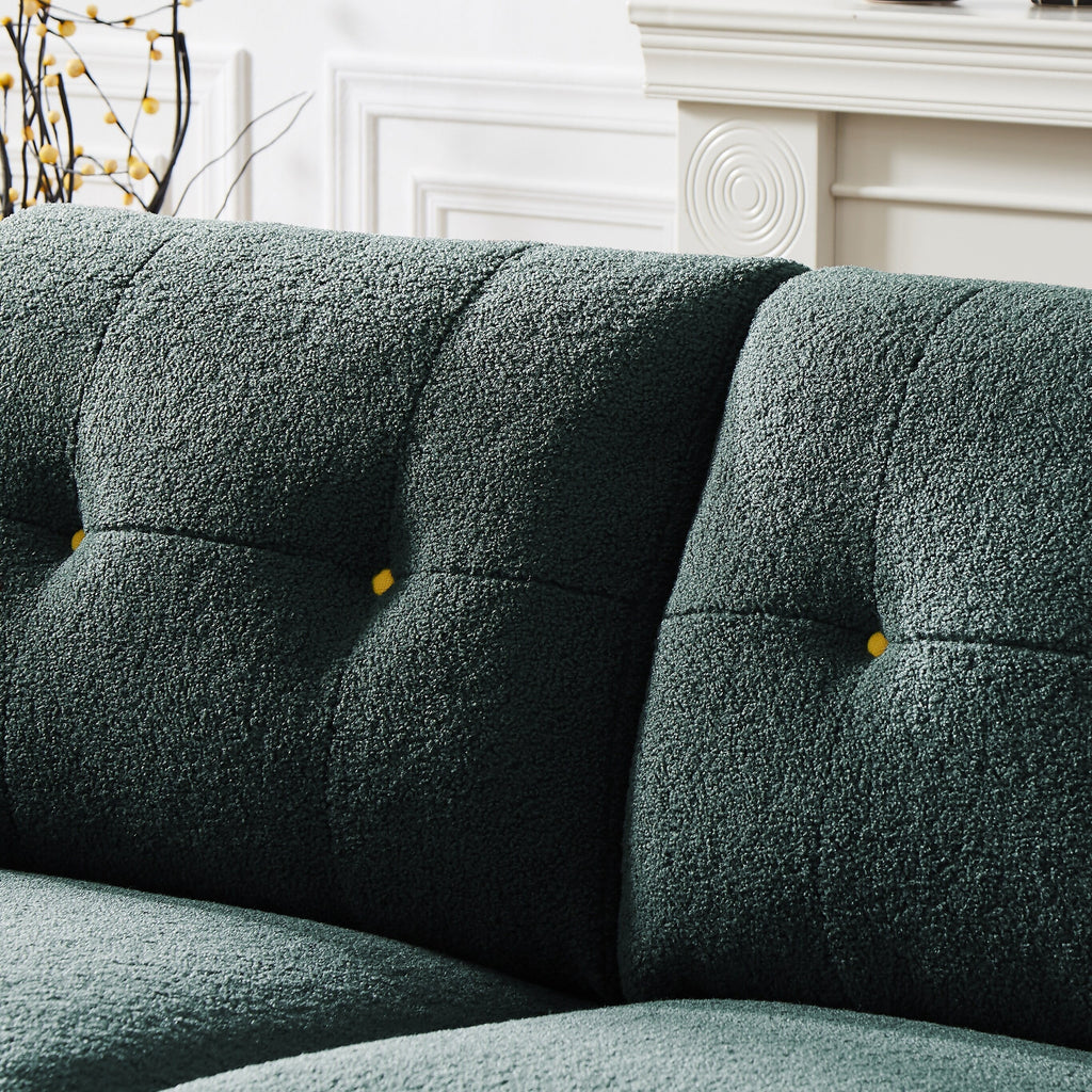 Green Sherpa Fabric 4 Seater Sectional Sofa with Ottoman H650597