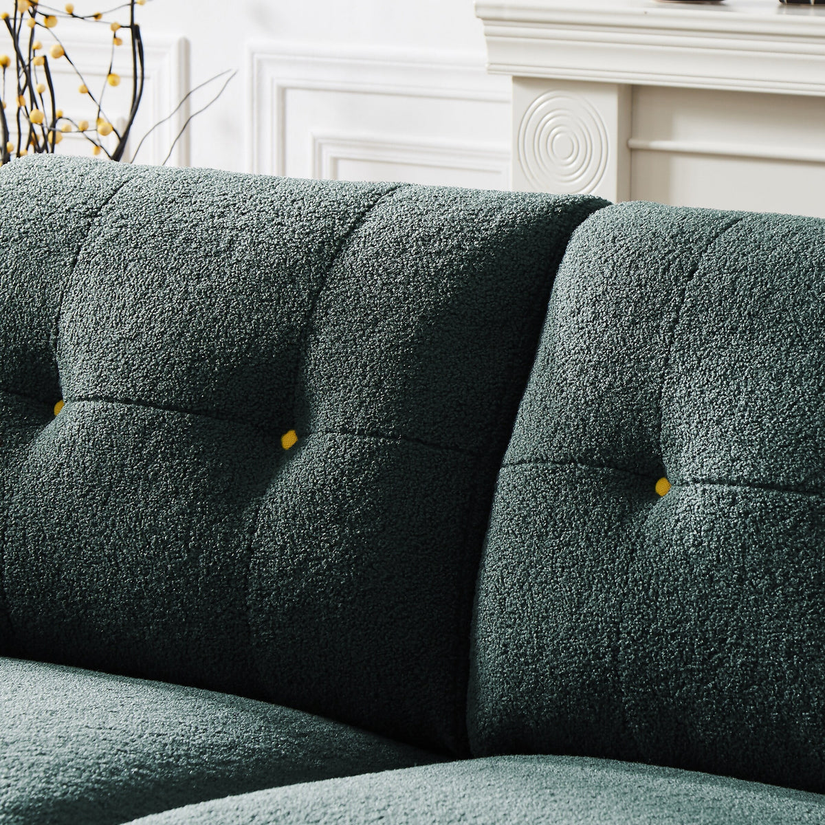 Green Sherpa Fabric 4 Seater Sectional Sofa with Ottoman H650597