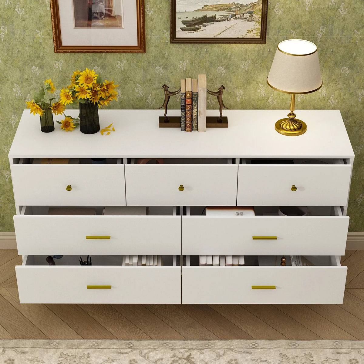 White 7 Drawer Dresser N539