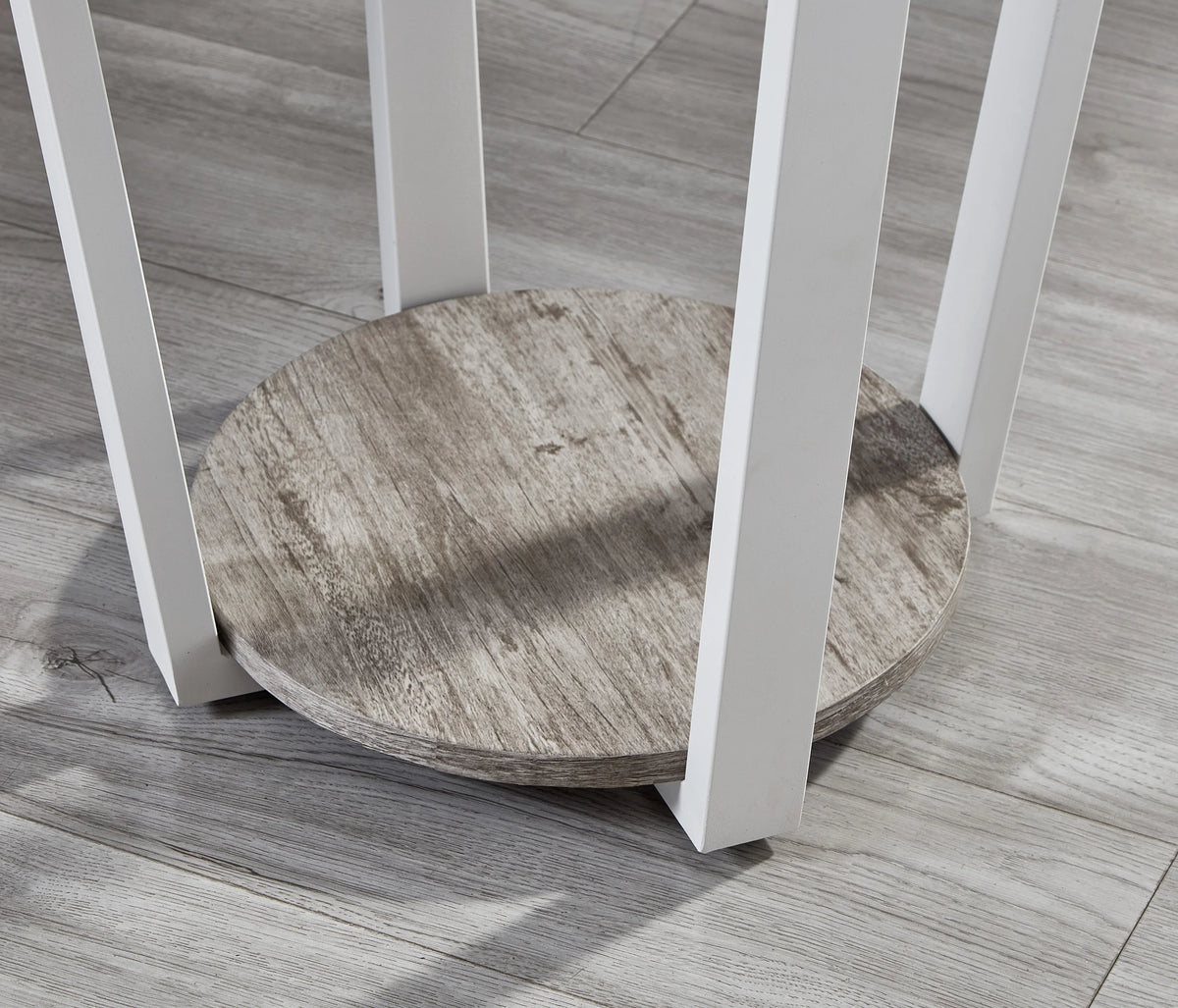 Gray Round End Table with Shelf G6518