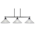 Matte Black 3 Island Light with 12 Italian Ice Glass B72038