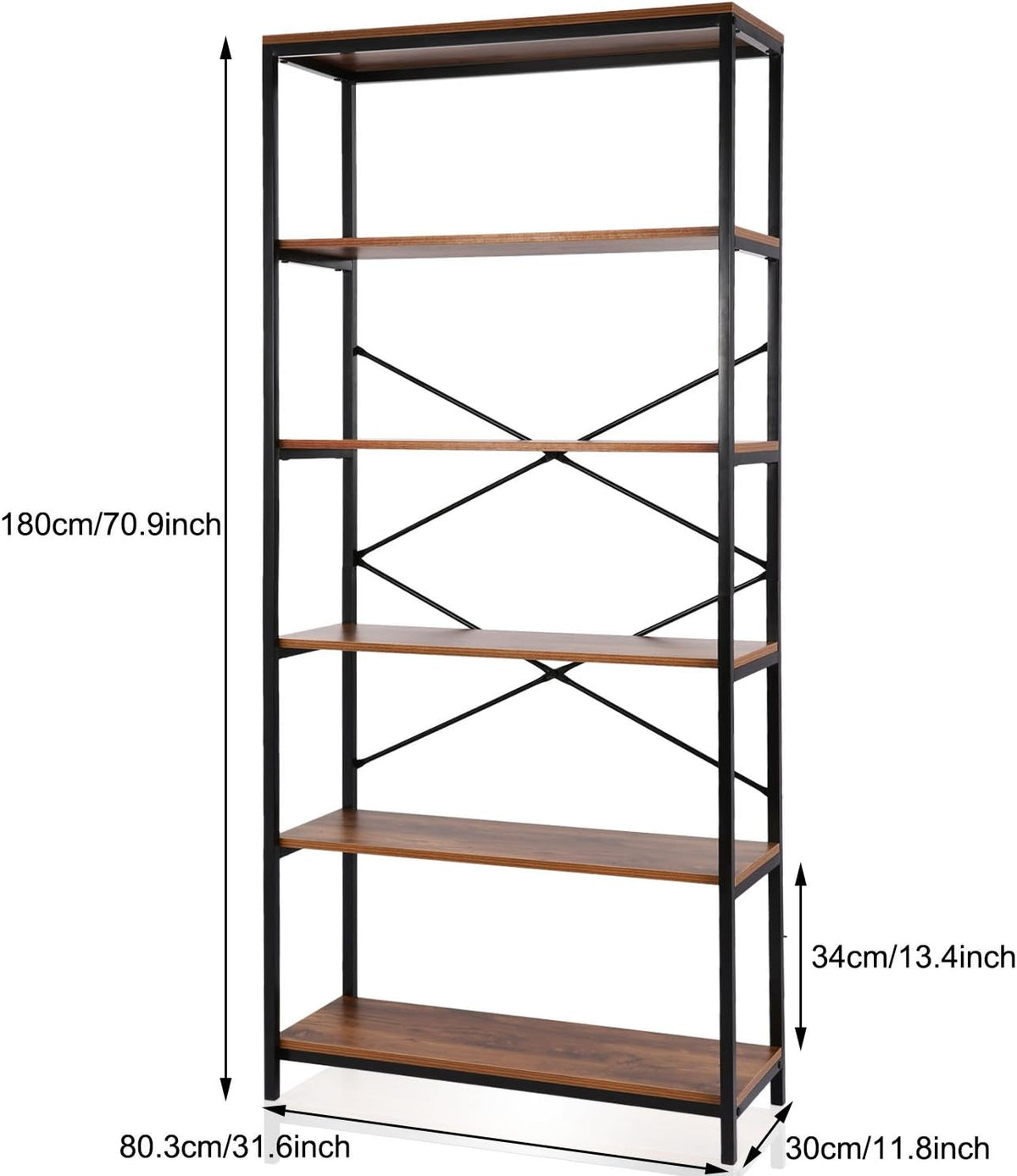 5-Tier Rustic Wood Bookcase P500599