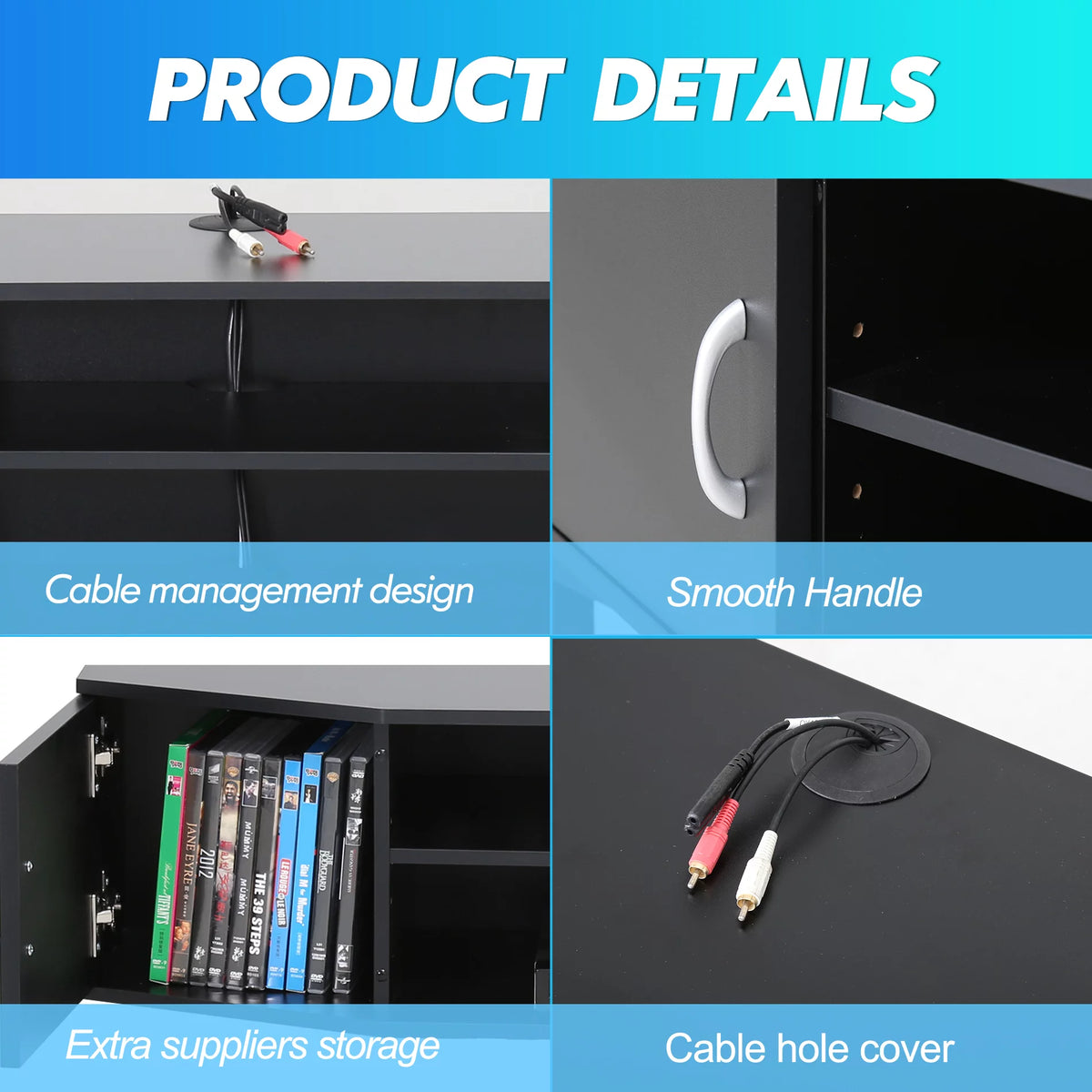 Wall Mounted TV Media Console Floating Desk Storage Hutch U40341