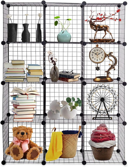 12-Cube Metal Wire Storage Cubes Modular Shelving Grids O44636