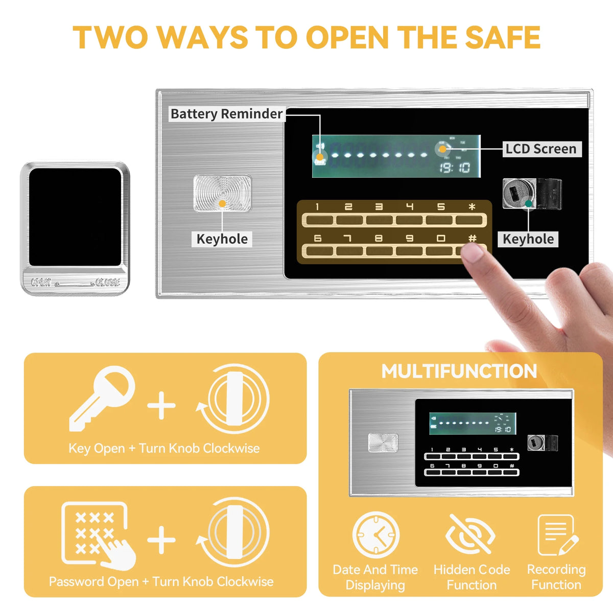 Safe Box with Digital Keypad, Water and Fire Resistant, Adjustable Shelves and LED Lighting P2100