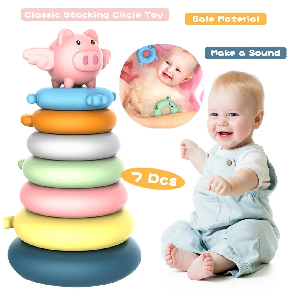 7 Pcs Stacking Circle Toy J78658