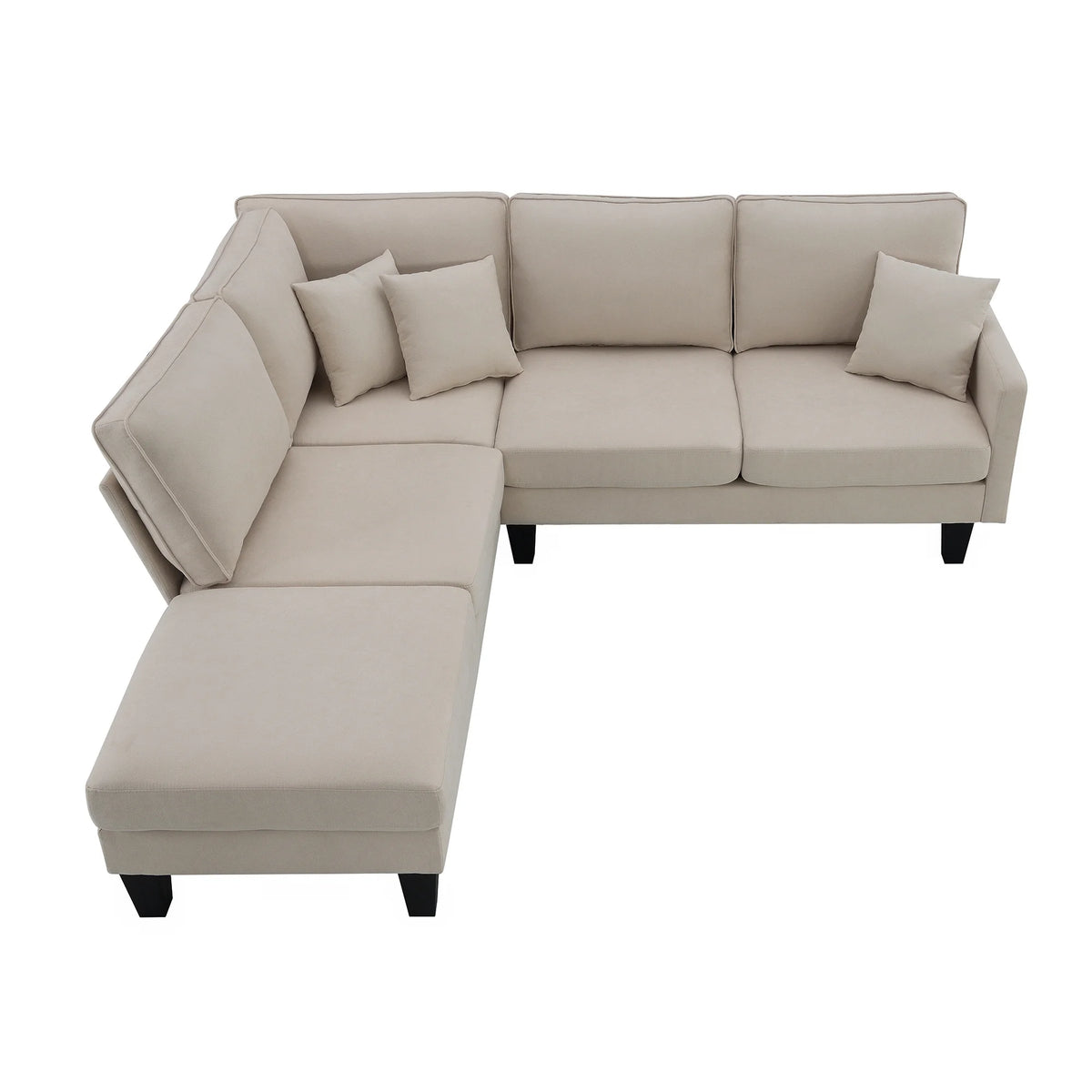 Beige L Shape Sectional Sofa with Recliner U255978