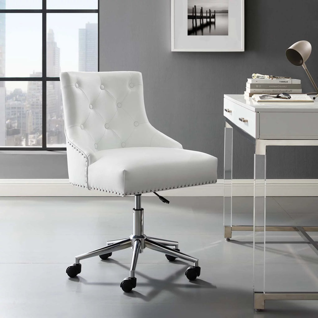 White Faux Vinyl Leather Aluminum Office Chair Z864323