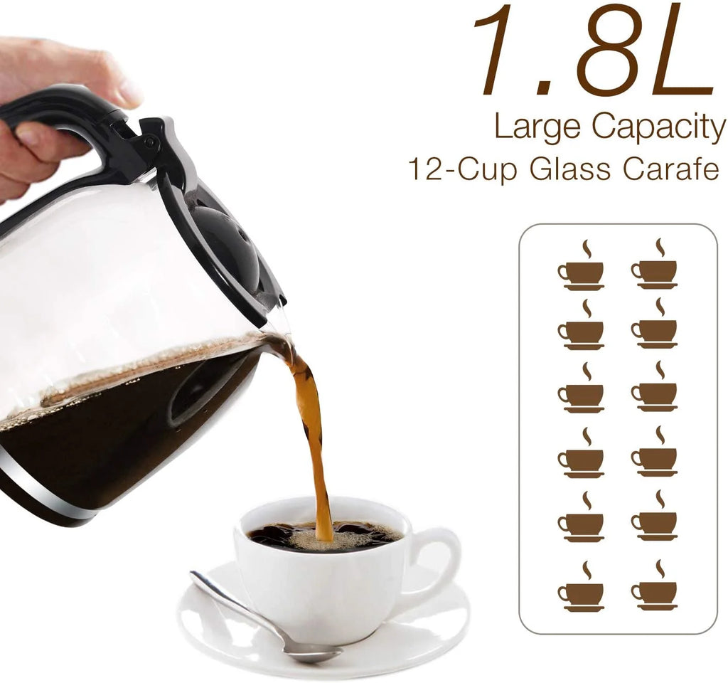 12-Cups Coffee Maker with Glass Carafe D82386
