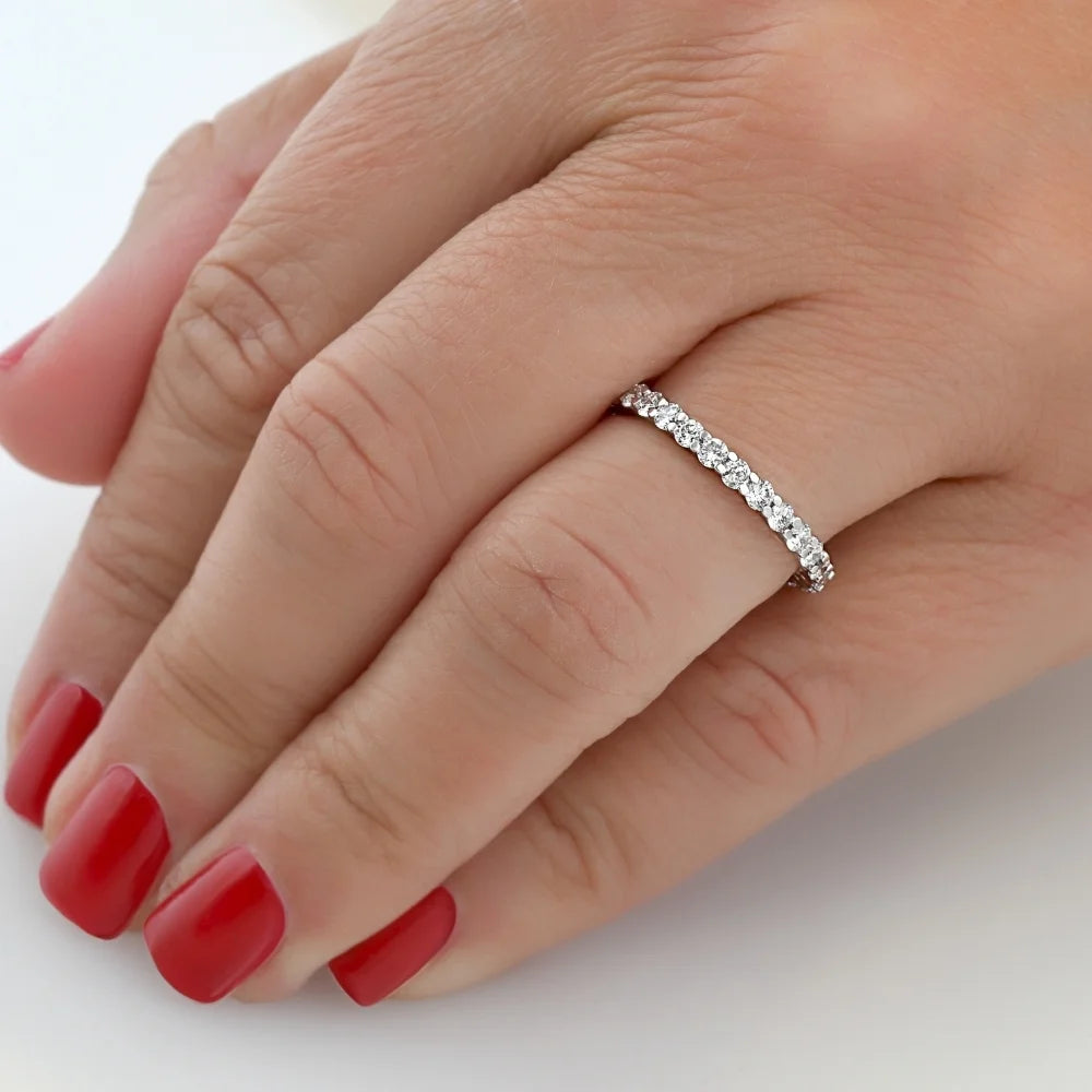 14k White Gold Diamond Eternity Wedding Ring C157
