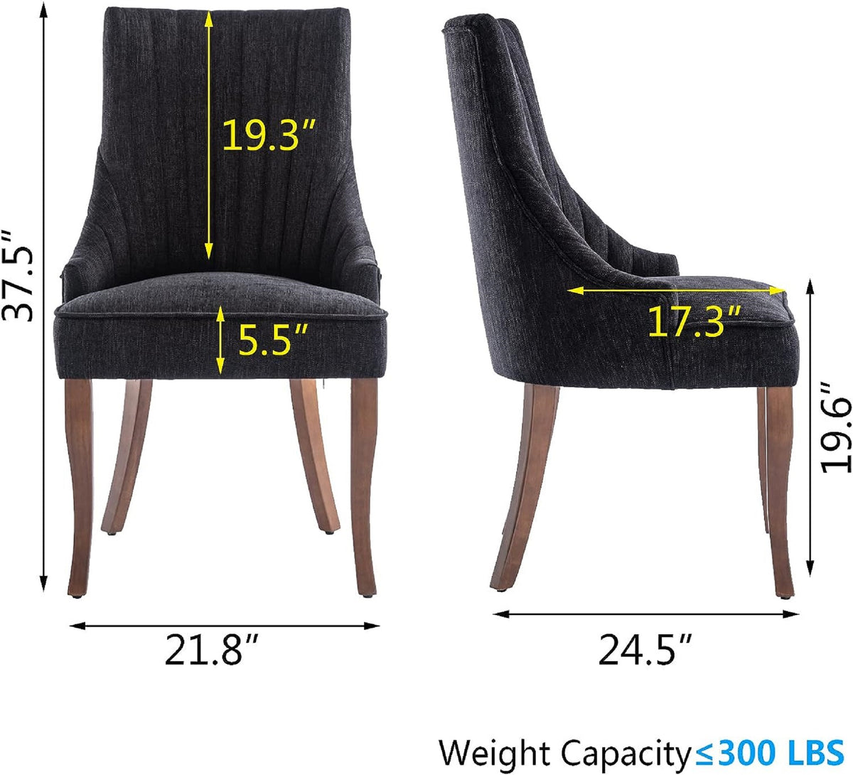 Set of 2 Tufted Linen Fabric Upholstered Dining Chairs T587