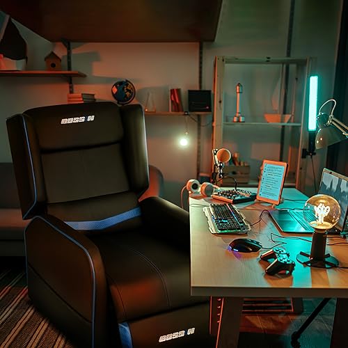 Cyan PU Leather Gaming Recliner Chair Z1322
