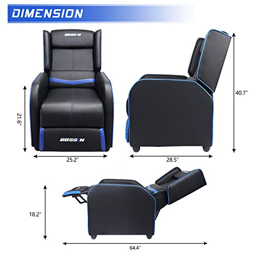 Cyan PU Leather Gaming Recliner Chair Z1322