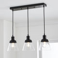 Black Finish Clear Glass 3-Light Island Pendant Light H70187