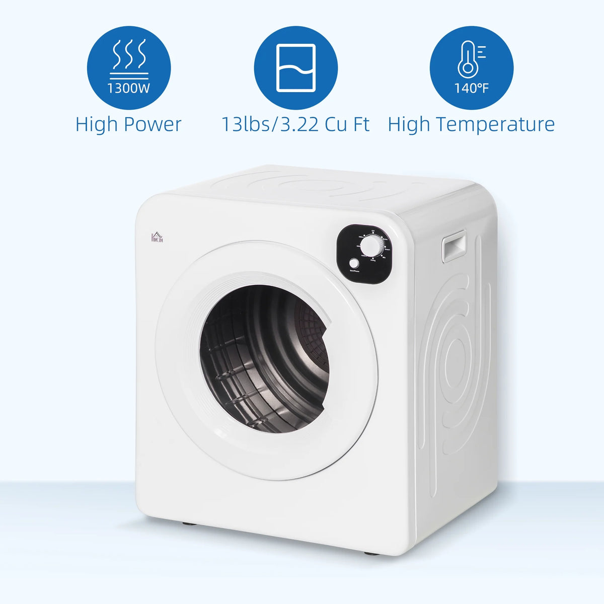 1300W 3.22 Cu. Ft. Electric Portable Laundry Dryer, White T306