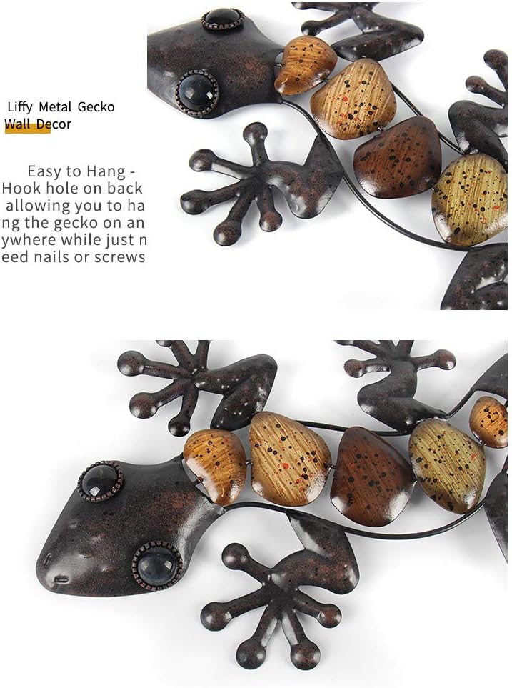 Metal Gecko Wall Statues (2 Pack) D41335