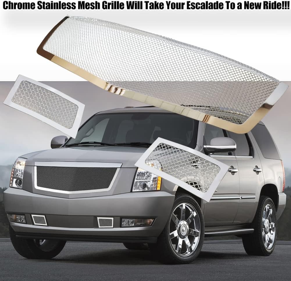 Chrome Stainless Steel Mesh Grille Grill Insert Combo E5869