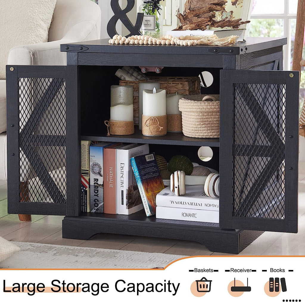 Black Nightstand with Charging Station A245461
