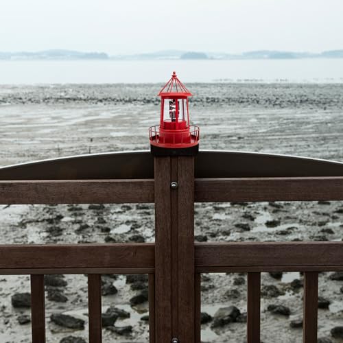 Red Solar Powered Rotating Lighthouse Lamp Y679