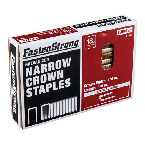 18 GA 1/4 in. Crown 3/4 in. Galvanized Staples, 2500 Piece T622691