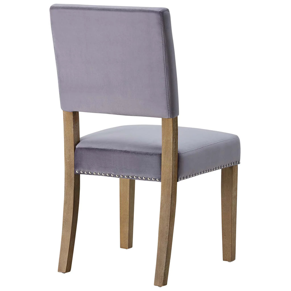 Grey Velvet Wood Dining Chair Set of Two F454756