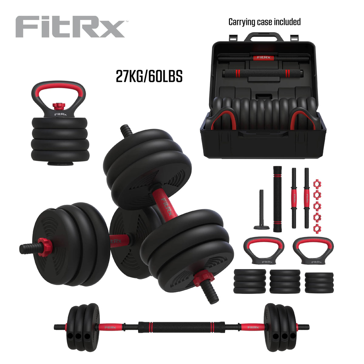 60 lbs Adjustable Dumbbell Barbell and Kettlebell Weight Set R4791