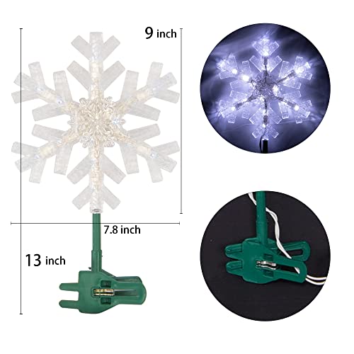 9 inch Lighted Christmas Tree Topper with 15 White LED Lights D21374