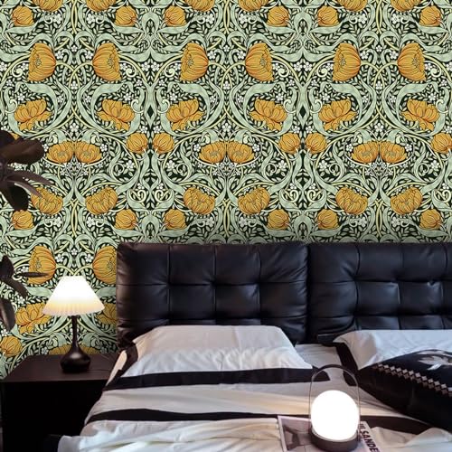 Green Removable Floral Wallpaper 17.7in x 9.8ft M44561