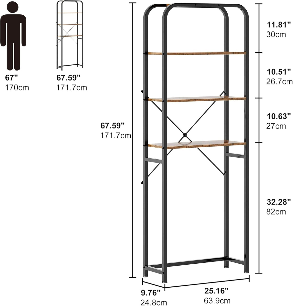 4-Tier Over The Toilet Storage Rack Brown J160137