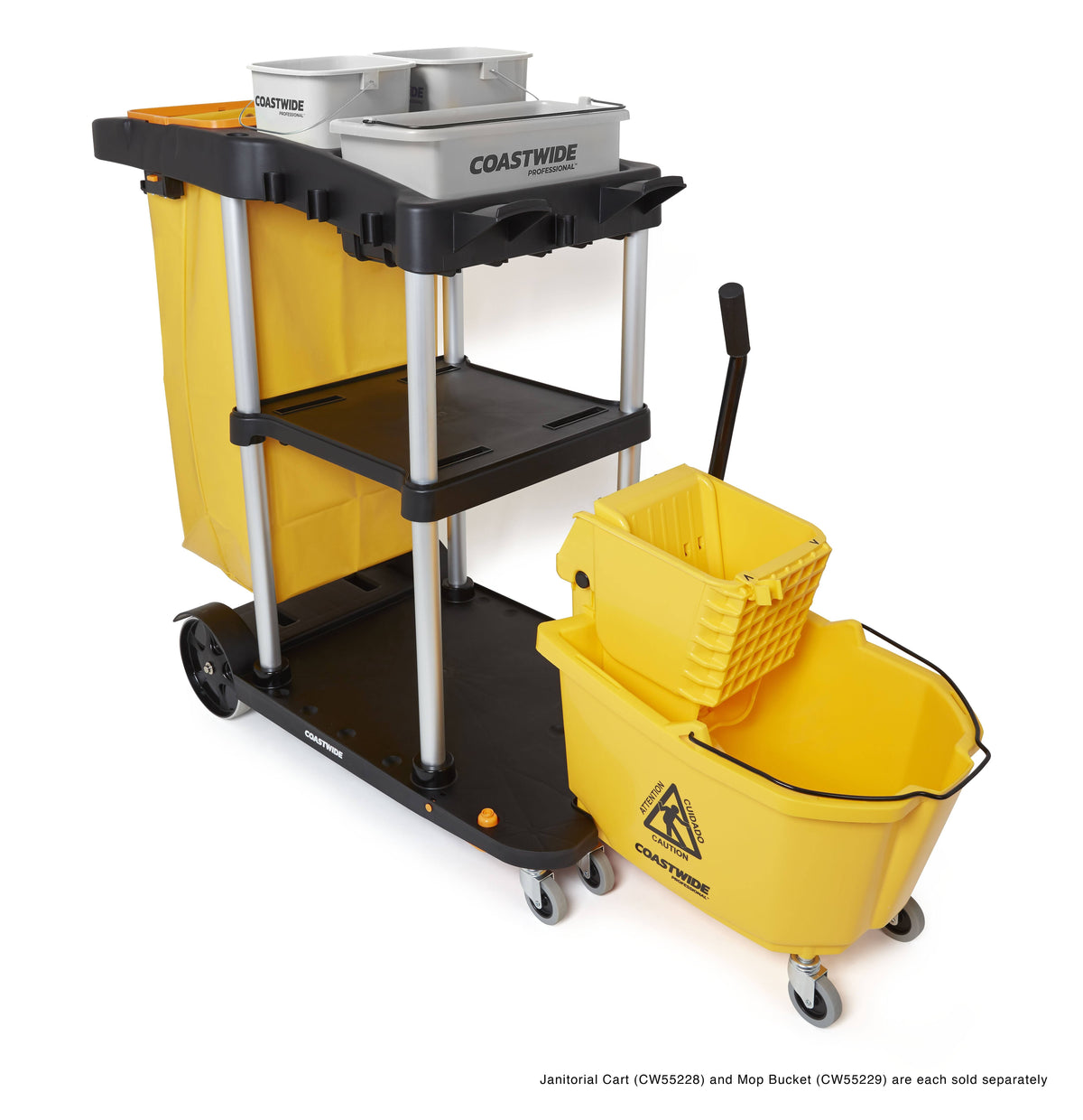 Black/Gray 3 Shelves Janitorial Cart Z727