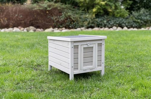 Gray Fir Wood Outdoor Cat House with Raised Floor U705