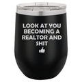 12 oz Double Wall Vacuum Insulated Stainless Steel Stemless Wine Tumbler Travel Mug With Lid E6564