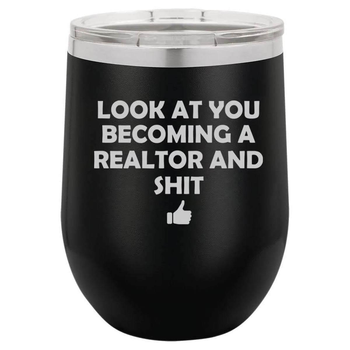 12 oz Double Wall Vacuum Insulated Stainless Steel Stemless Wine Tumbler Travel Mug With Lid E6564