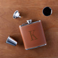 6oz Stainless Steel Leather Flask Brown J7405