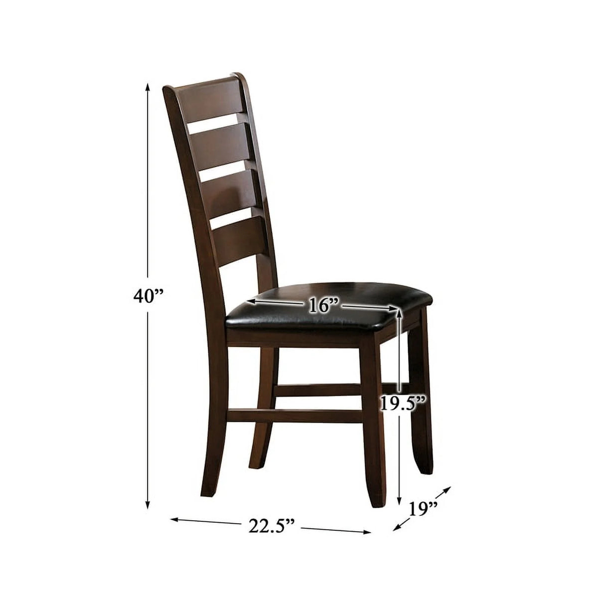 Dark Oak Wood Dining Side Chair Set of 2 D34189