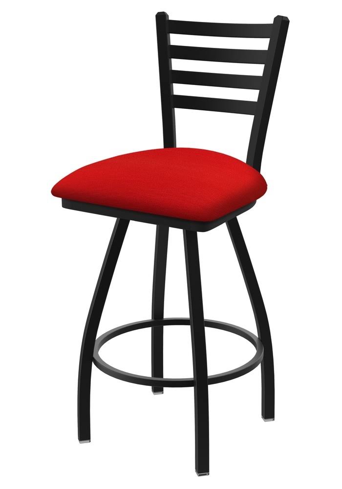 Swivel Bar Stool with Black Wrinkle Finish and Red Seat J6217