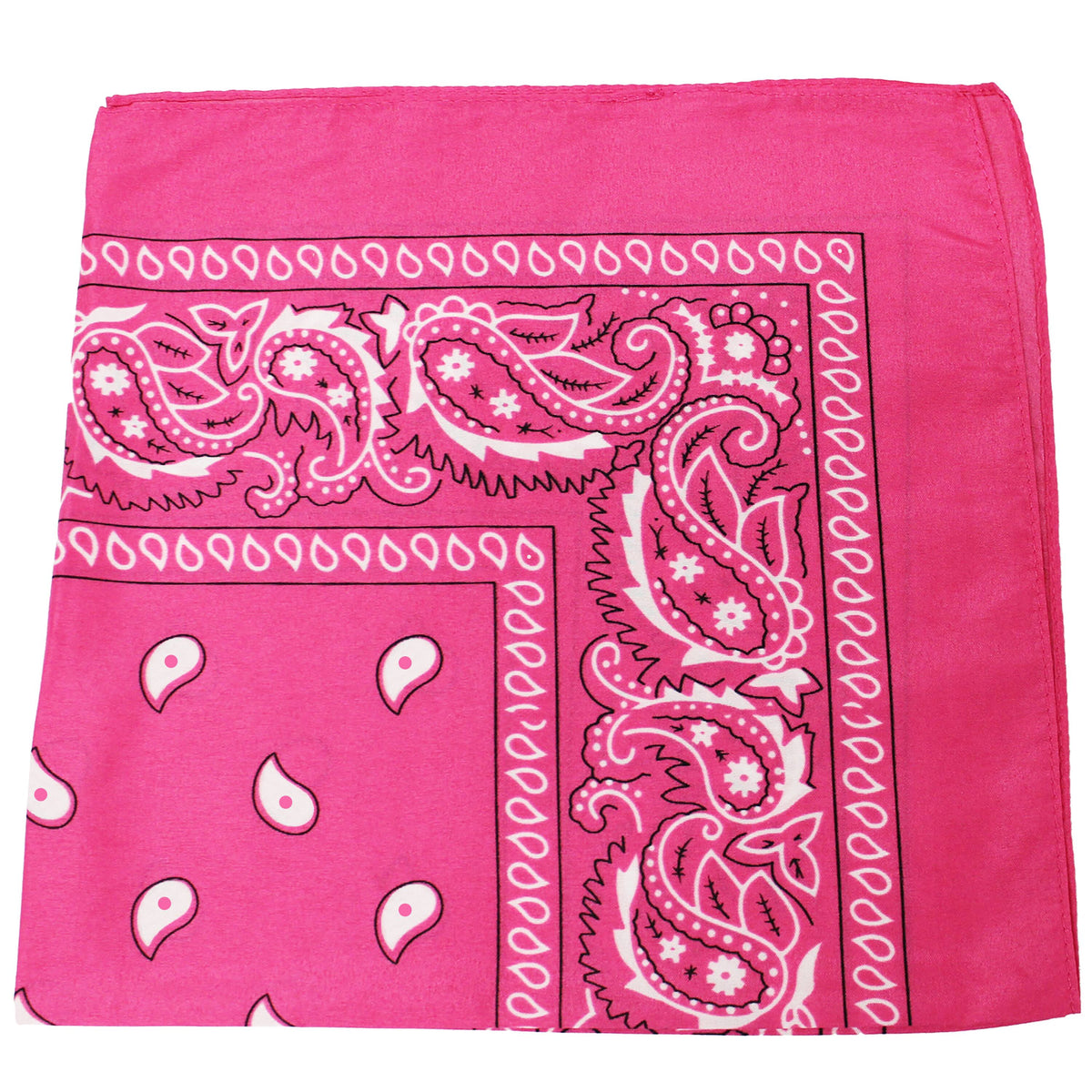 96 Pack 100% Polyester Paisley Bandanas (Hot Pink) R4398