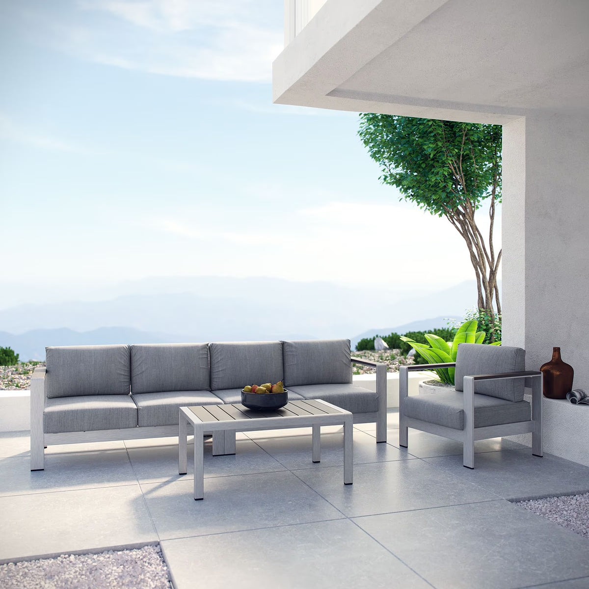 4 Piece Outdoor Patio Aluminum Sectional Sofa Set Z35329