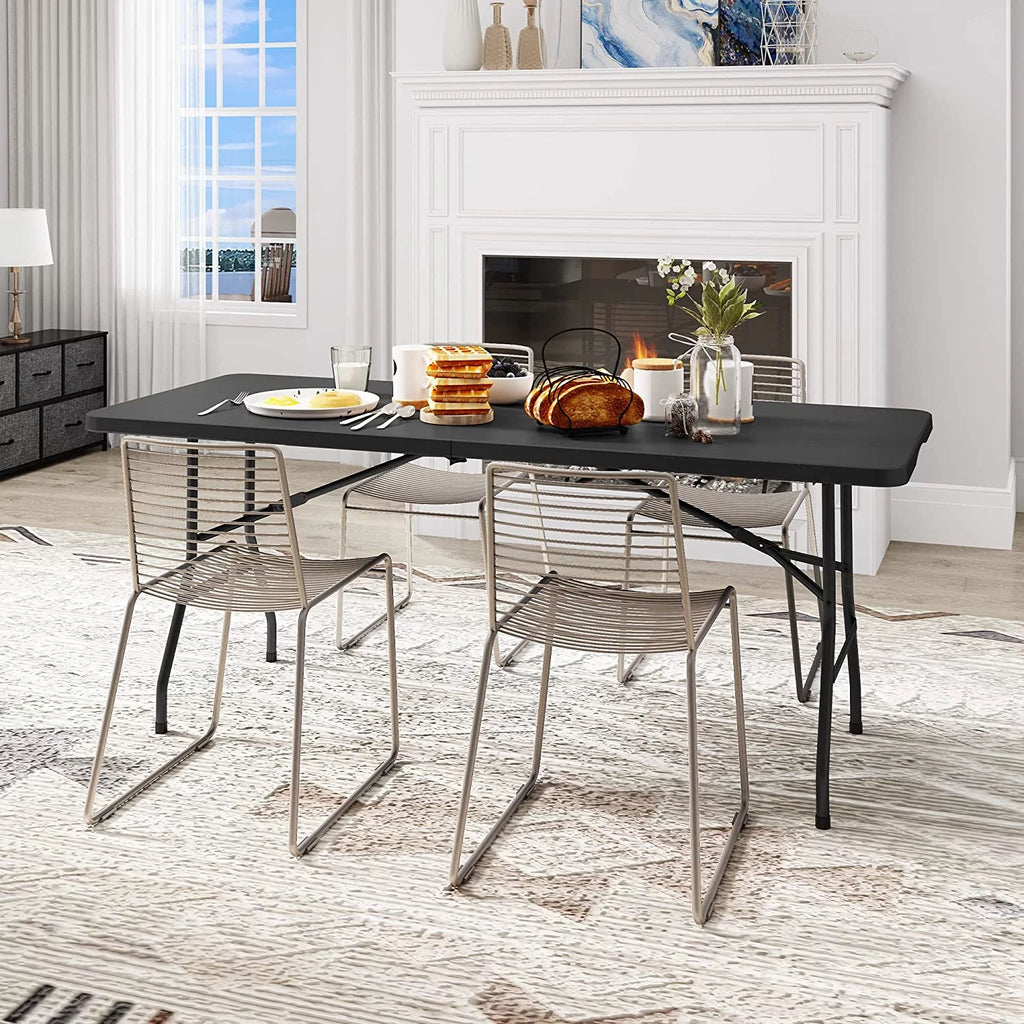 6ft Heavy Duty Plastic Folding Table with Carrying Handle U201340