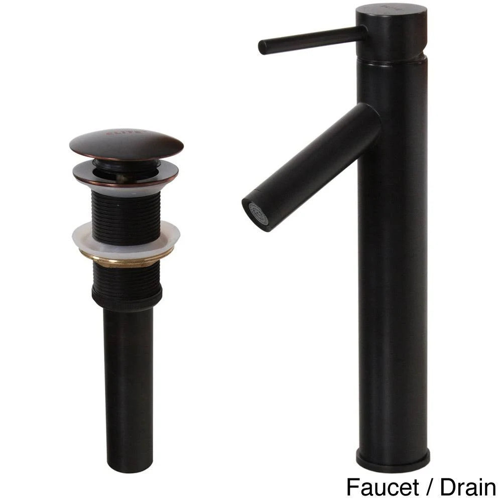 Oil Rubbed Bathroom Vessel Sink Faucet with Pop-Up Drain I939194