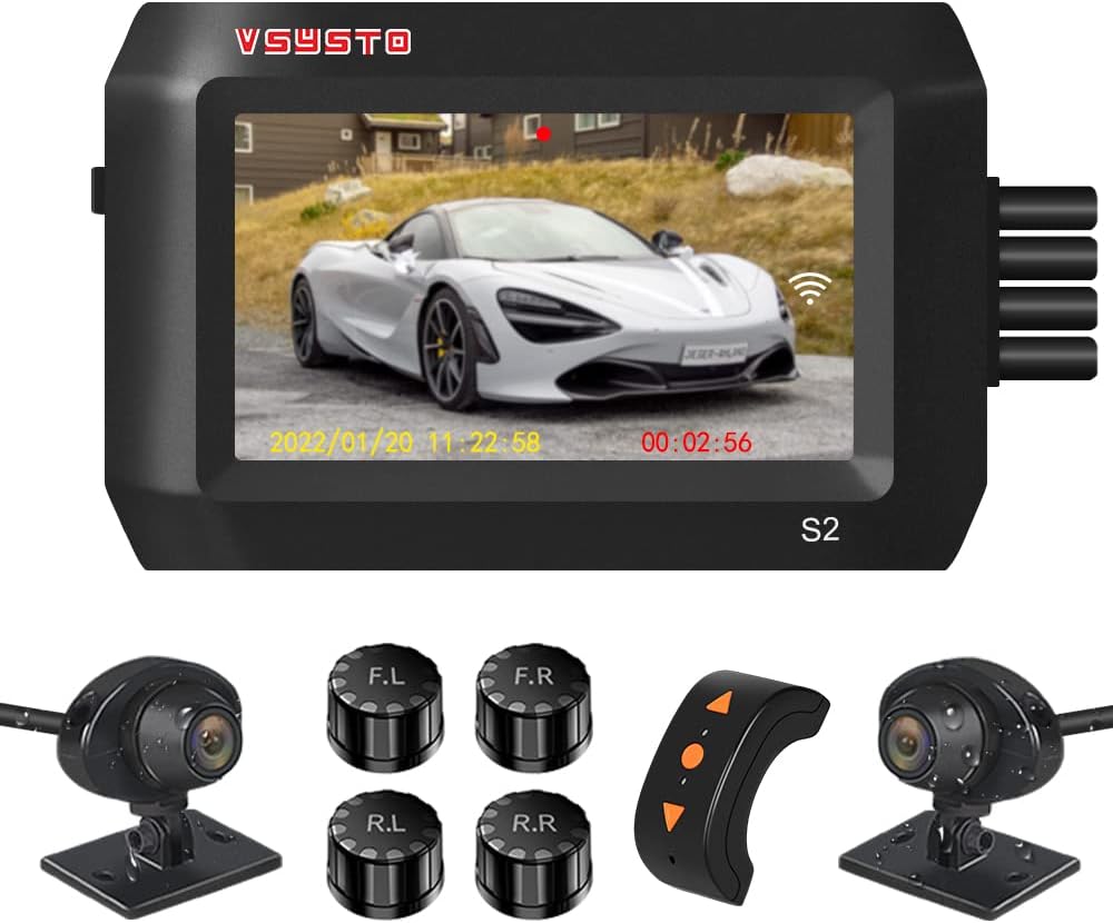 Tire Pressure Monitor System with 3'' IPS Screen Dash Cam X878
