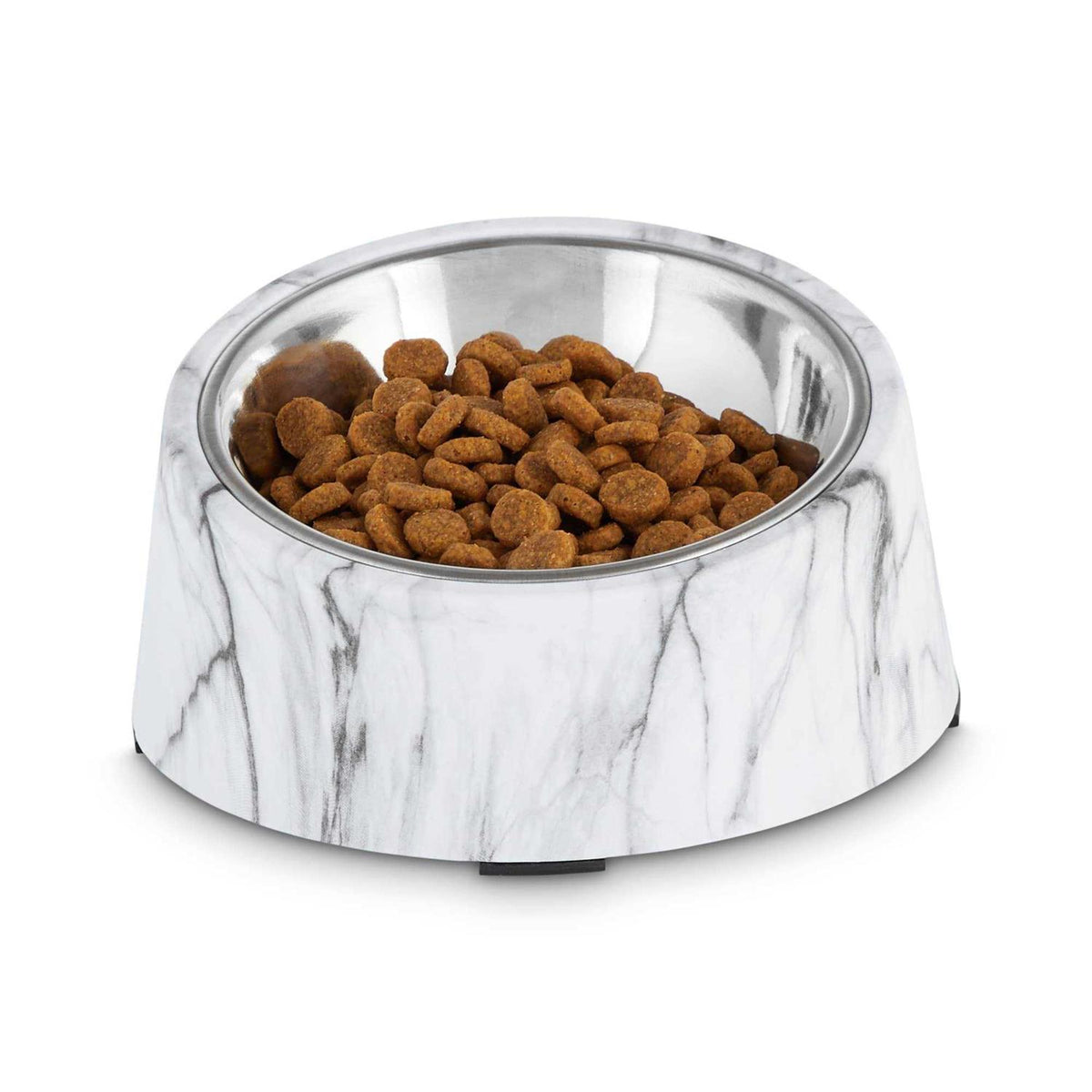 Marble-Print Stainless-Steel Dog Bowl Set R4596