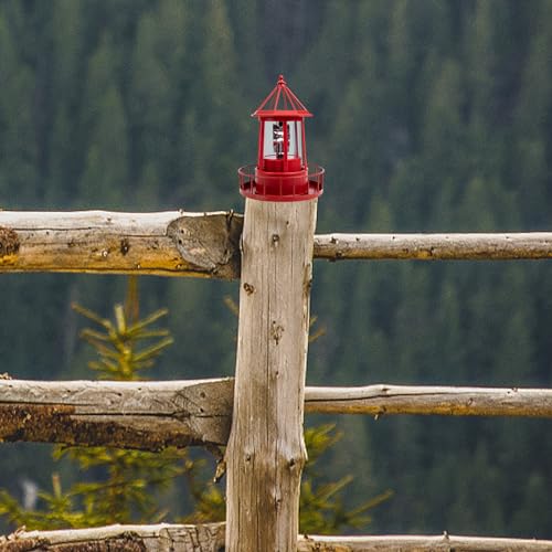 Red Solar Powered Rotating Lighthouse Lamp Y679