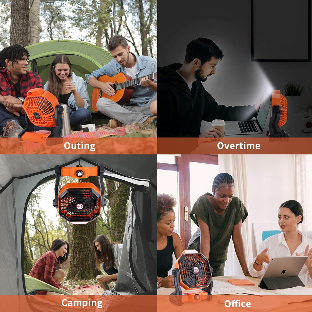 Outdoor Camping Fan with LED Lantern, USB Rechargeable B26472